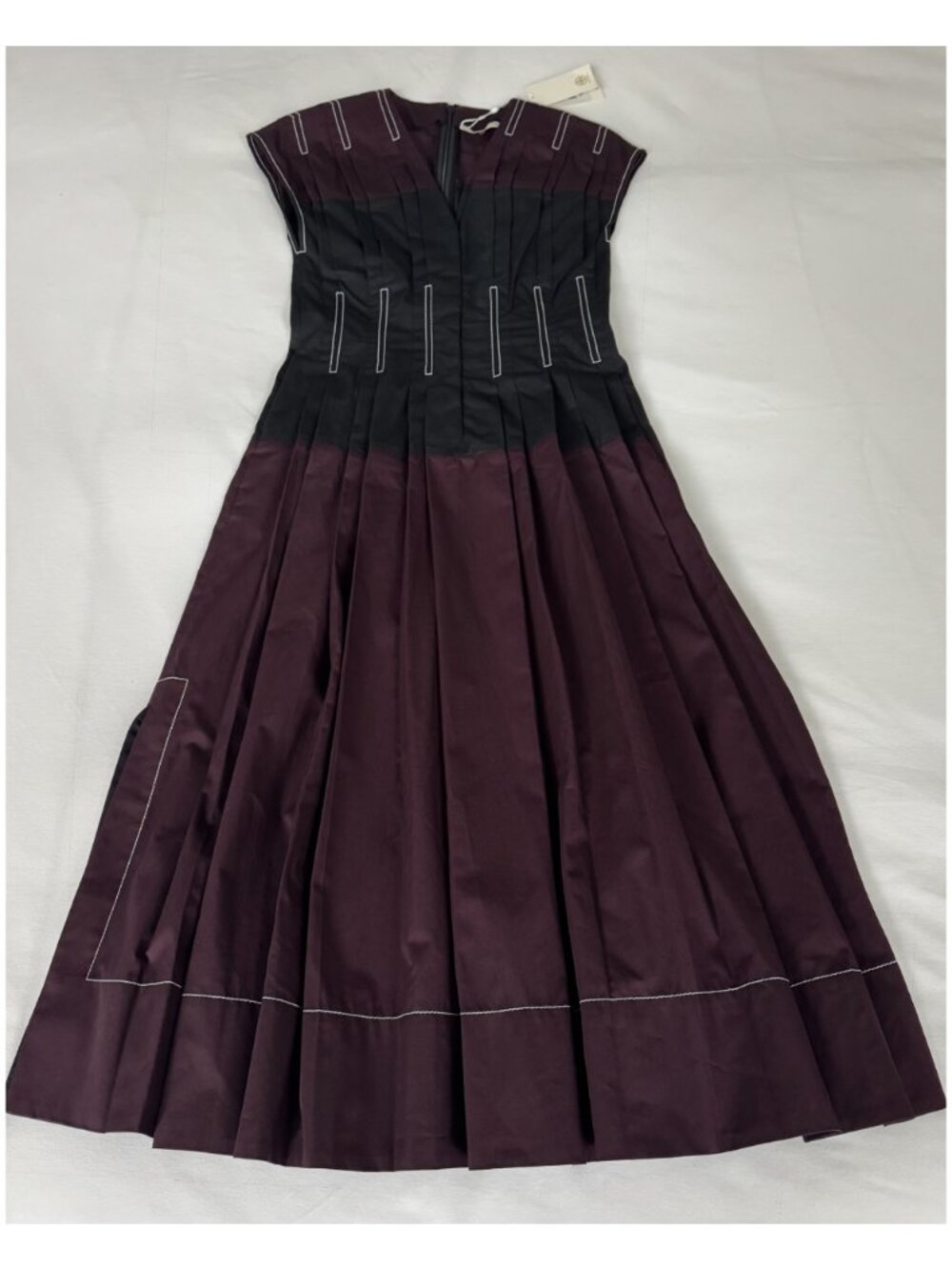 NWT Tory Burch "Claire McCardell" Midi Dress | Size 2 | Purple & Black - Picture 3 of 12